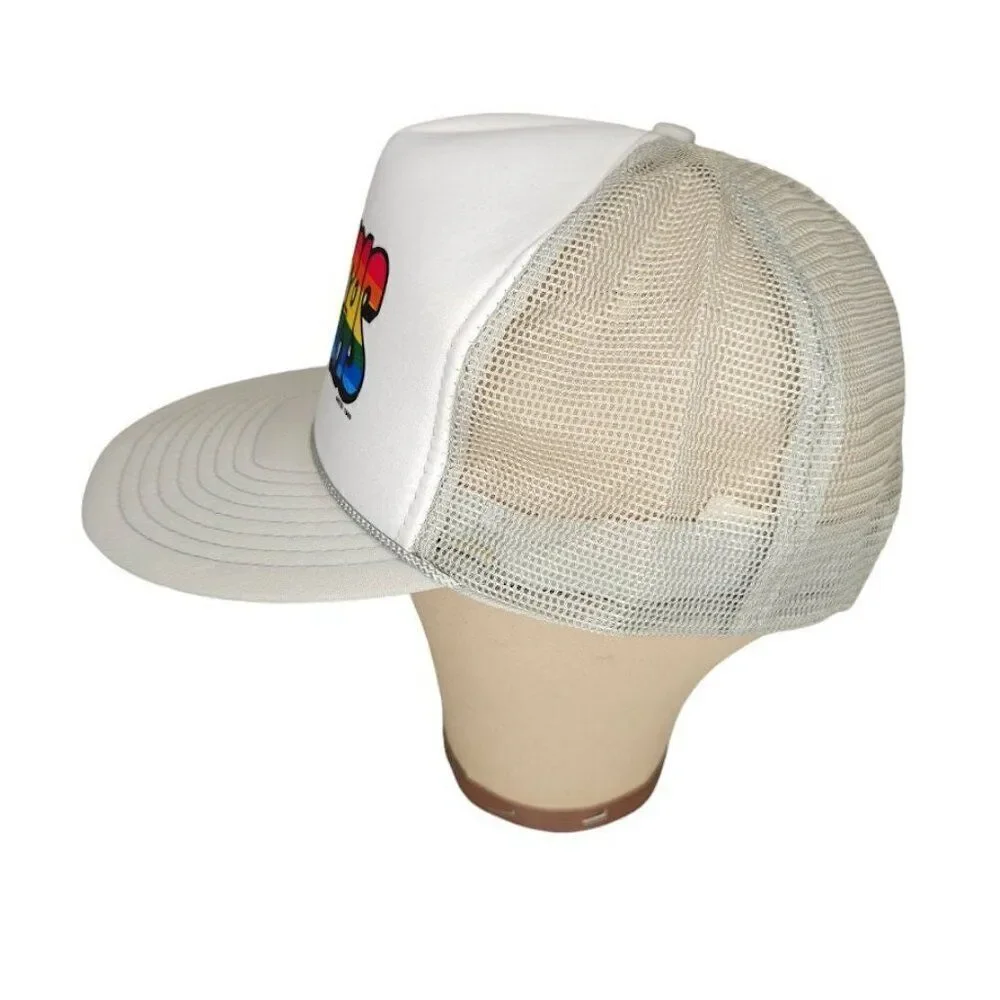 Vintage Las Vegas Rainbow Trucker Hat Mens One Size Gray 80s Rope Cap Pride